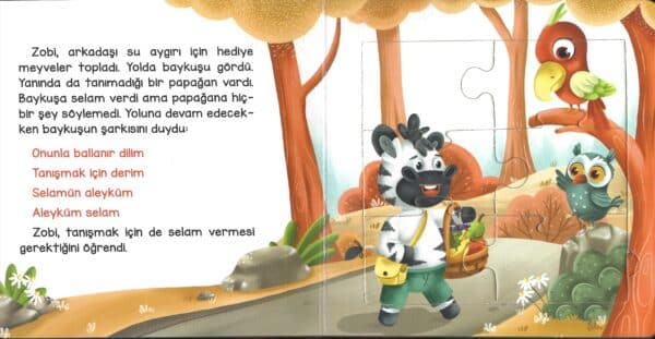 Meraklı Zebra Selamlaşmayı  Öğreniyor / Yapbozlu Kitap 2 – Bild 2