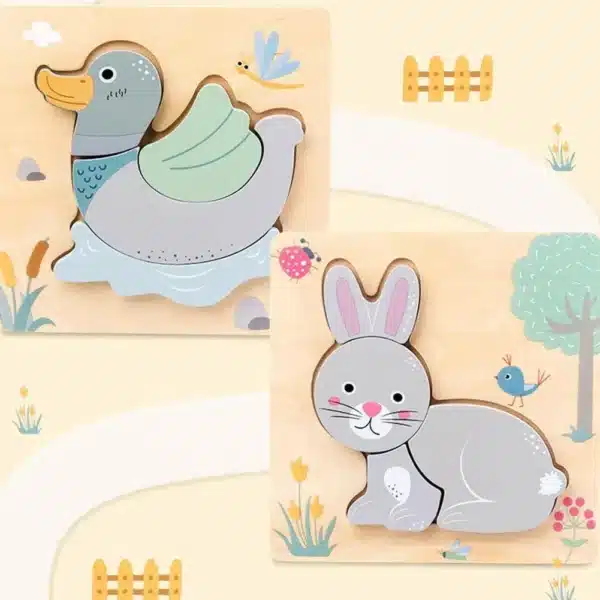 Tier-Themen 3D-Holzpuzzle für Kinder – Bild 3
