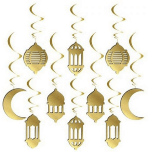 Goldene Ramadan Hängedekoration – Laternen und Monde
