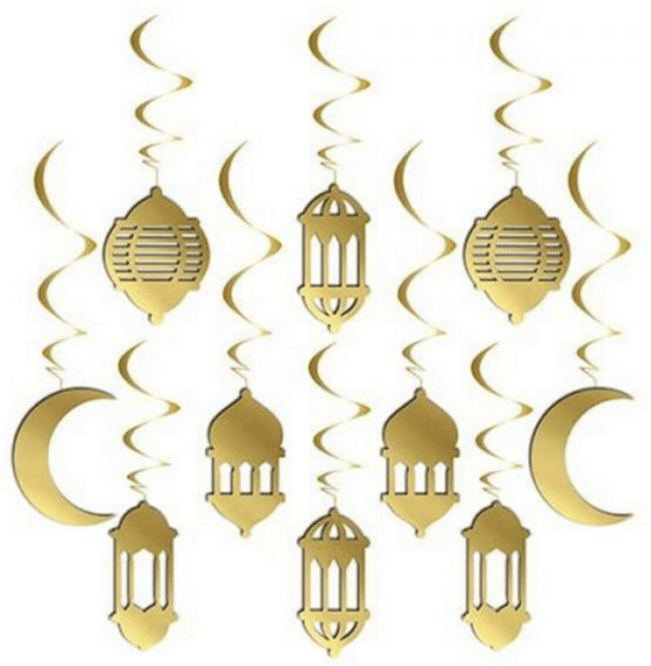 Goldene Ramadan Hängedekoration – Laternen und Monde